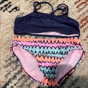 Cat & Jack Navy and Multicolor Kids Swim Bikini